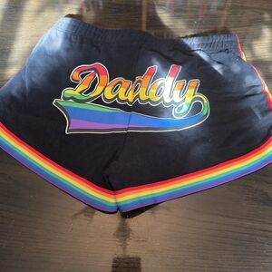 Bodyrange Rainbow Trim Black DADDY shorts Size 1x